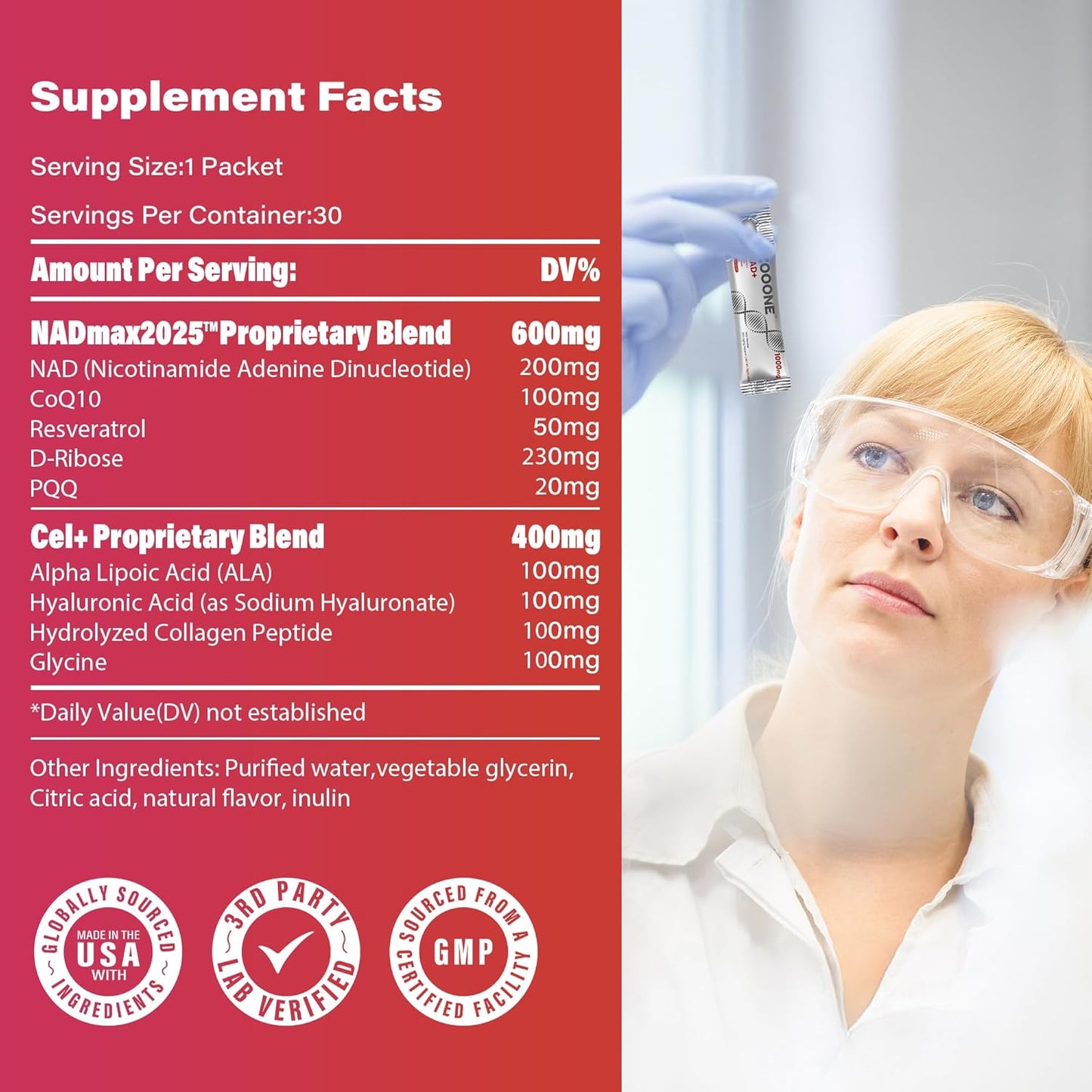 Zooone- NAD+ Supplement 30pcs, Premium Nicotinamide Riboside & Resveratrol, DNA Repair & Healthy Aging, Advanced NAD Supplement for Men & Women, Boosts Cellular Energy(Berry Flavor)